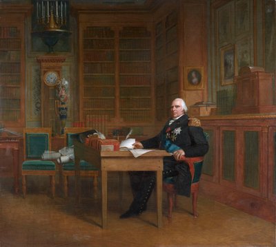 King Louis XVIII Meditating on the Charter, Sitting at His Desk in the Tuileries Palace by After François Gérard